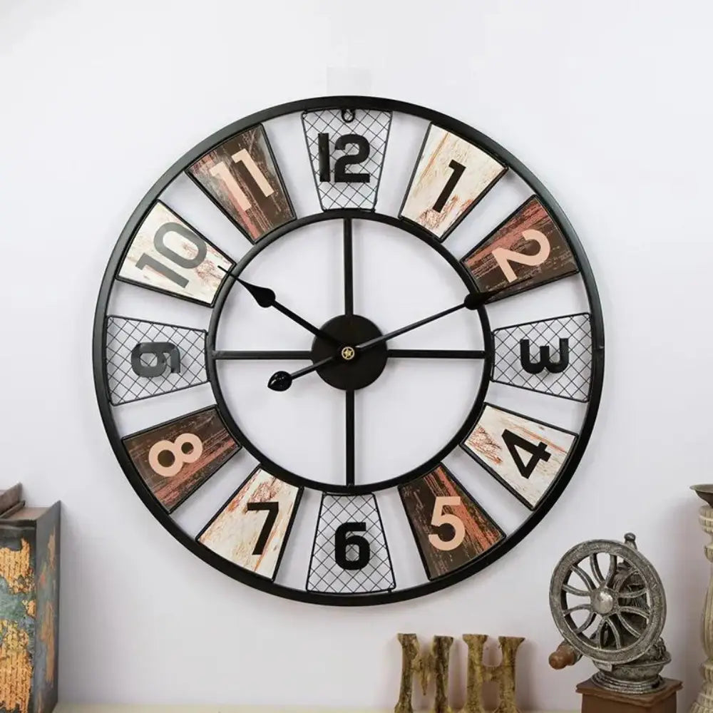 Zegar metalowy retro do salonu średnica 60 cm