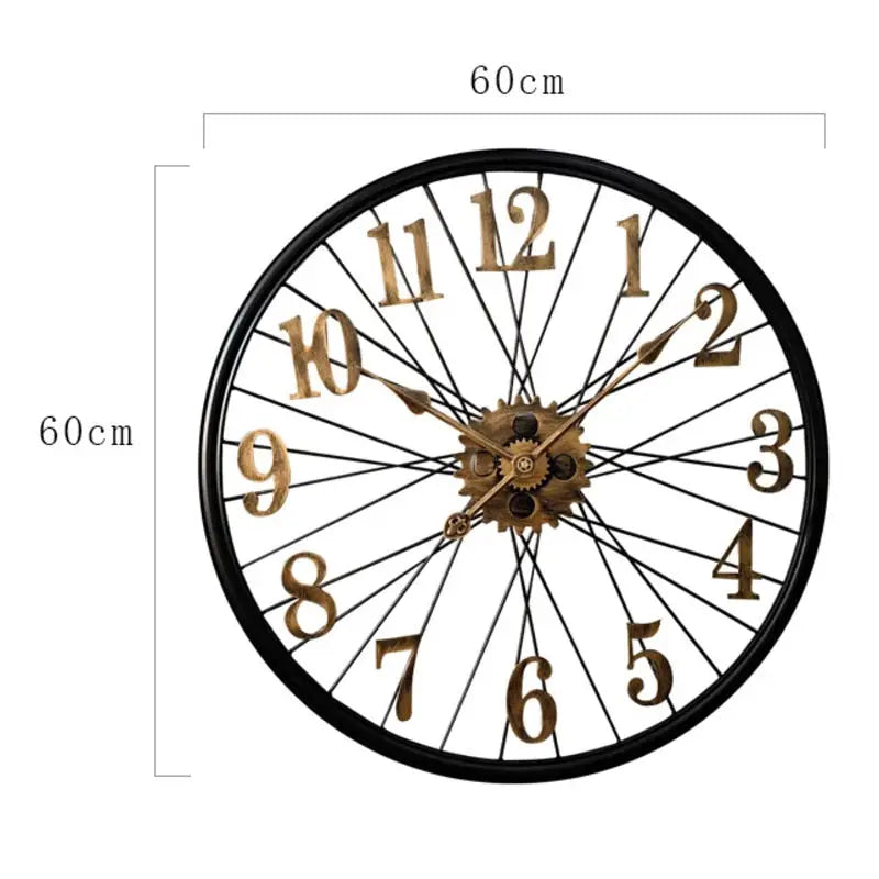 Zegar ścienny koło vintage z zębatkami - średnica 60 cm