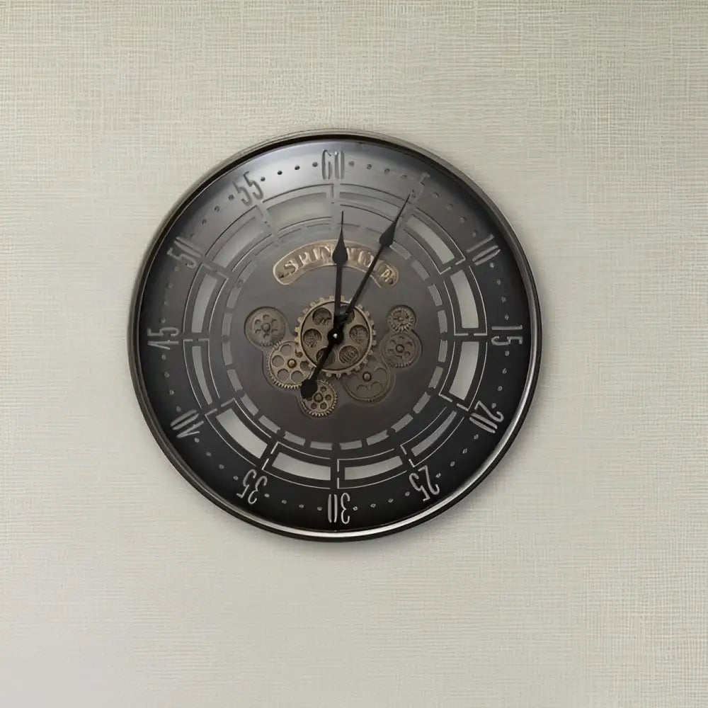 Zegar ścienny industrialny Spin Time vintage z obracającym się mechanizmem