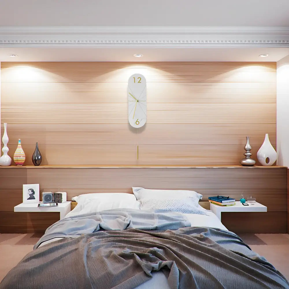 Zegar ścienny z wahadłem - wzór marmuru, cichy mechanizm