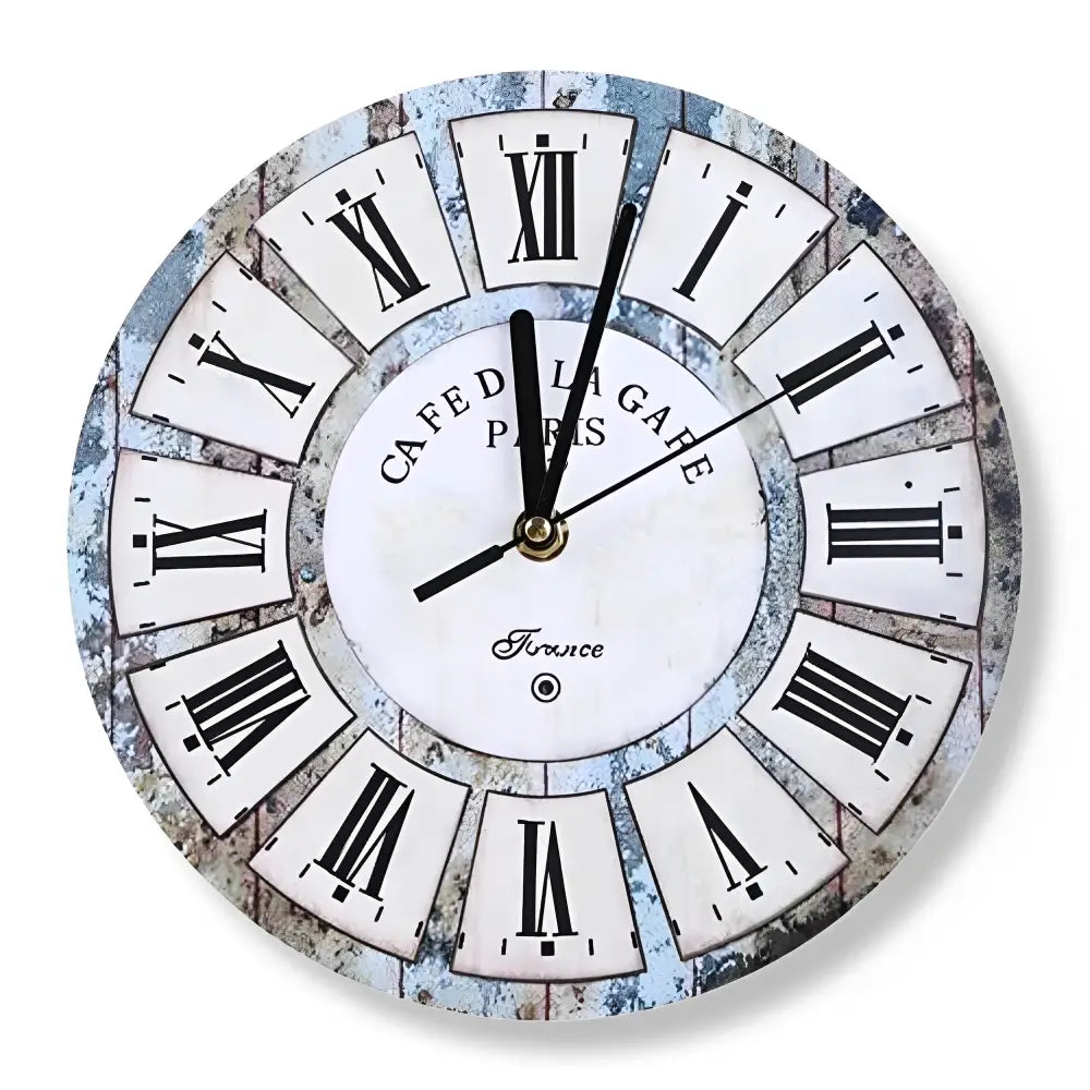 Mały zegar ścienny vintage z cyframi rzymskimi - drewno 23 cm