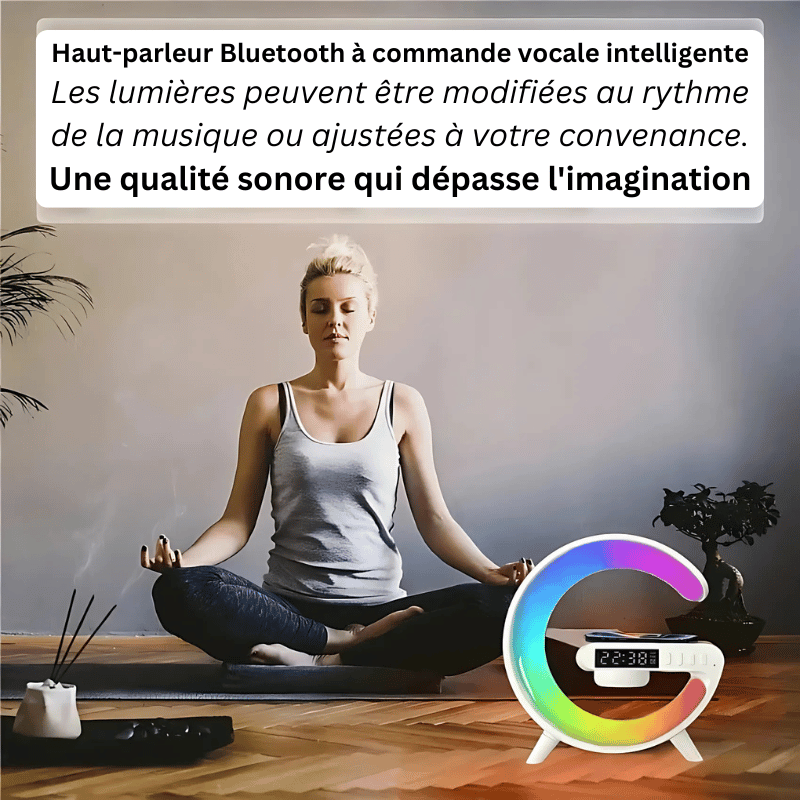 Budzik RGB z ładowarką bezprzewodową i głośnikiem Bluetooth