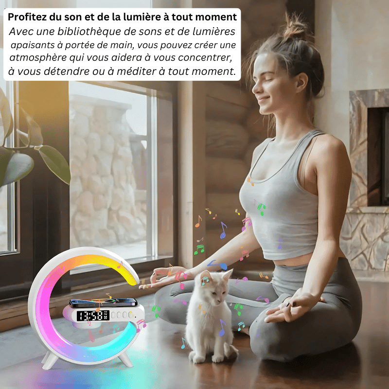 Budzik RGB z ładowarką bezprzewodową i głośnikiem Bluetooth