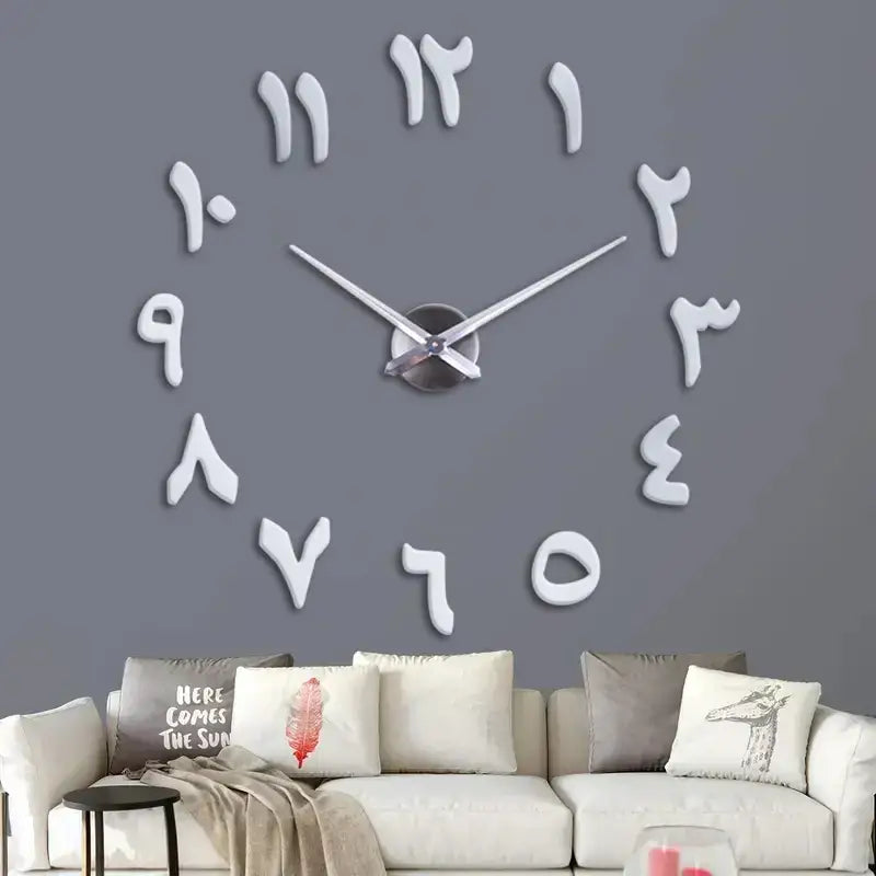 ZEGAR ŚCIENNY CYFRY ARABSKIE | KOŚCIAN - Srebrny / 40 CM