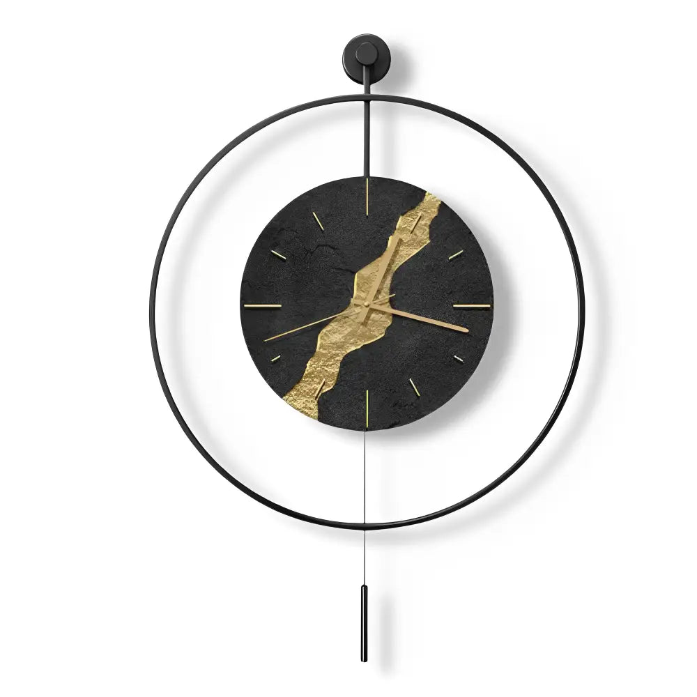 Cichy zegar kwarcowy z abstrakcyjnym wzorem kintsugi