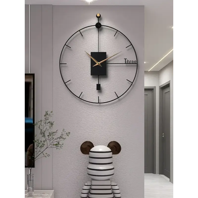 Czarny zegar metalowy design industrialny loft
