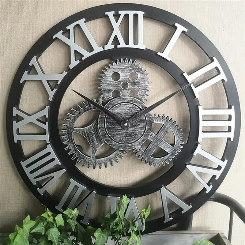 Duży zegar ścienny z drewna z cichym mechanizmem kwarcowym