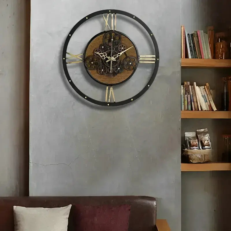 ZEGAR SCIENNY DREWNO METAL | GNIEZNO - Czarny