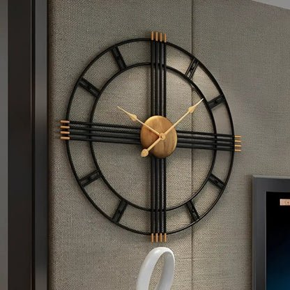 Zegar ścienny industrialny drewniano-metalowy 50 cm cichy
