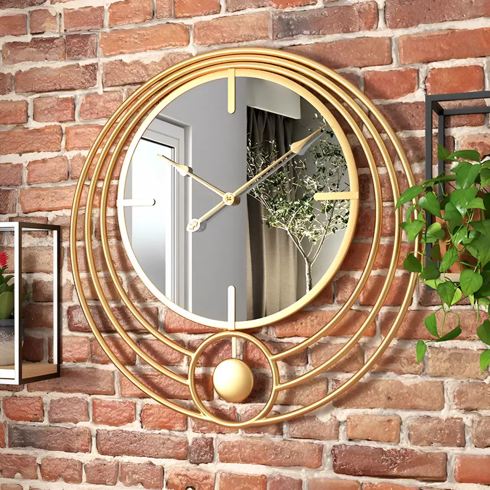 Zegar ścienny lustrzany złoty metalowy 50 cm