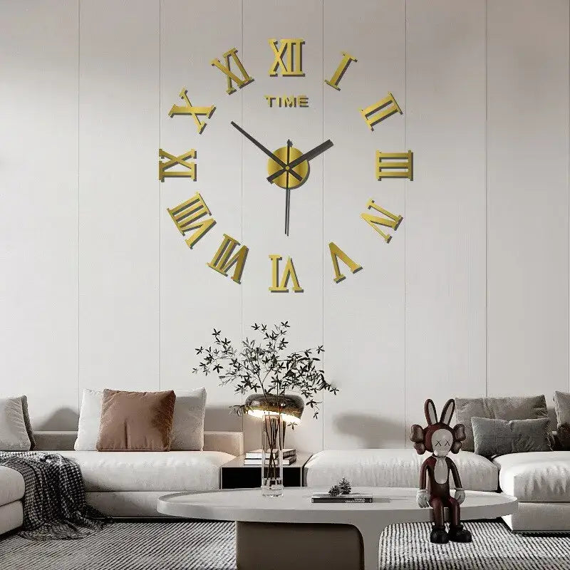 ZEGAR ŚCIENNY NAKLEJANY 40 CM | MARKI - Złoty / 40cm