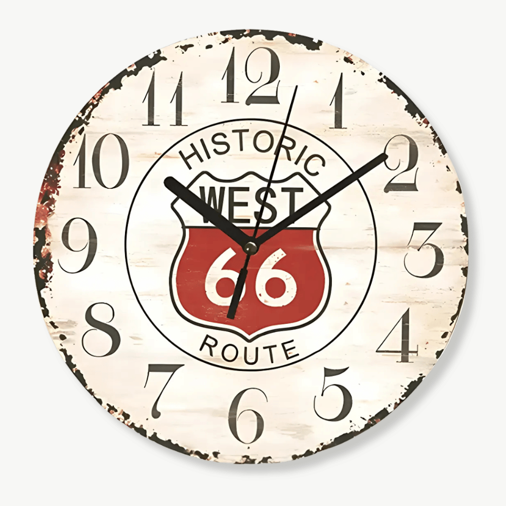 Zegar ścienny Route 66 drewno bambusowe styl retro vintage