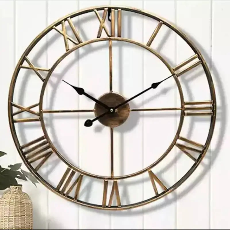 ZEGAR SCIENNY Z CYFRAMI RZYMSKIMI | OLSZTYN - Złoty retro / 60CM