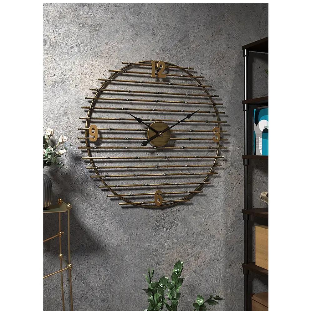 Zegar ścienny złoty metalowy 50 cm - elegancki i cichy