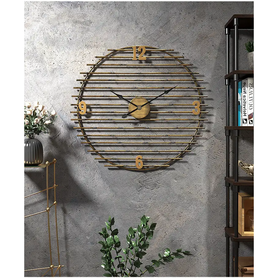 Zegar ścienny złoty metalowy 50 cm - elegancki i cichy