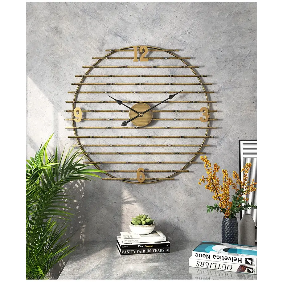 Zegar ścienny złoty metalowy 50 cm - elegancki i cichy