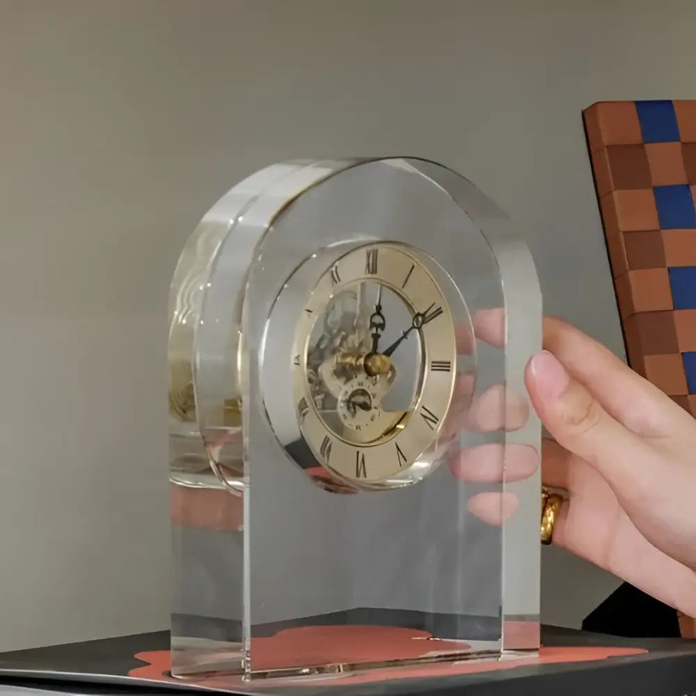 Zegar stojący szklany transparentny w stylu retro 11x17 cm