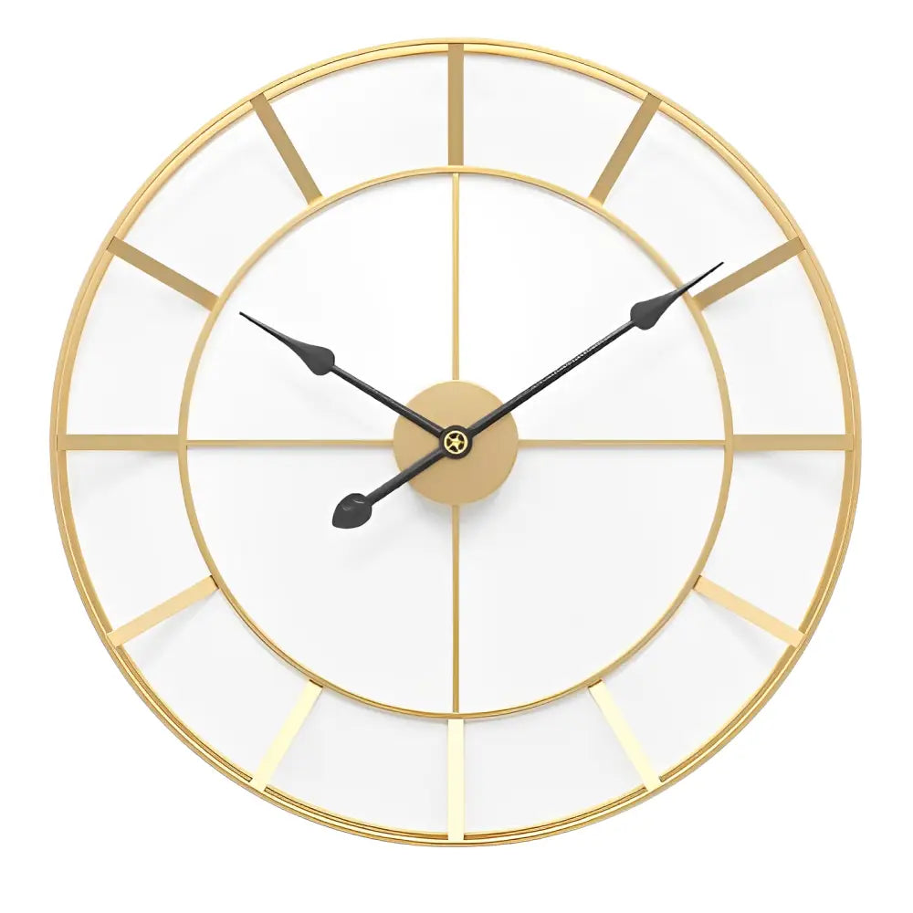 Złoty zegar ścienny minimalistyczny metalowy 50 cm